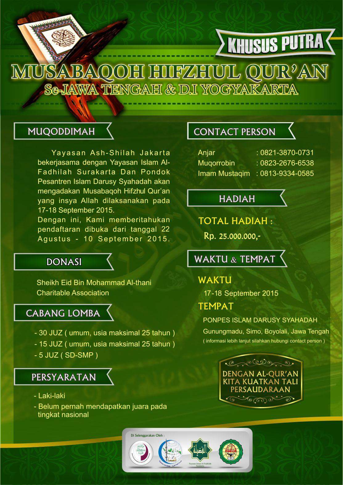 Ikutilah Musabaqoh Hifzhul Qur’an se-Jawa Tengah dan Yogyakarta